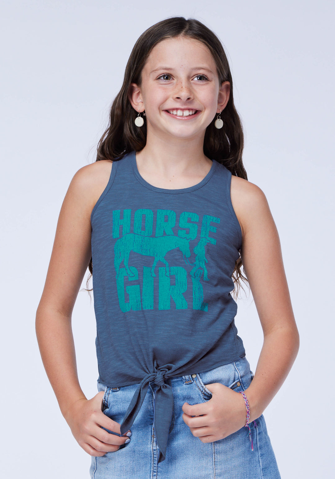 GIRLS COTTON SLUB JERSEY RACER BACK TEE SLEEVELESS PULLOVER WESTERN SHIRT