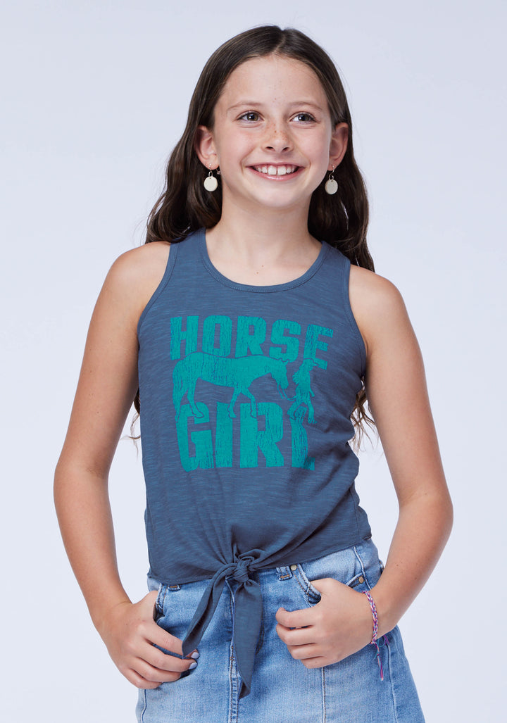 GIRLS COTTON SLUB JERSEY RACER BACK TEE SLEEVELESS PULLOVER WESTERN SHIRT