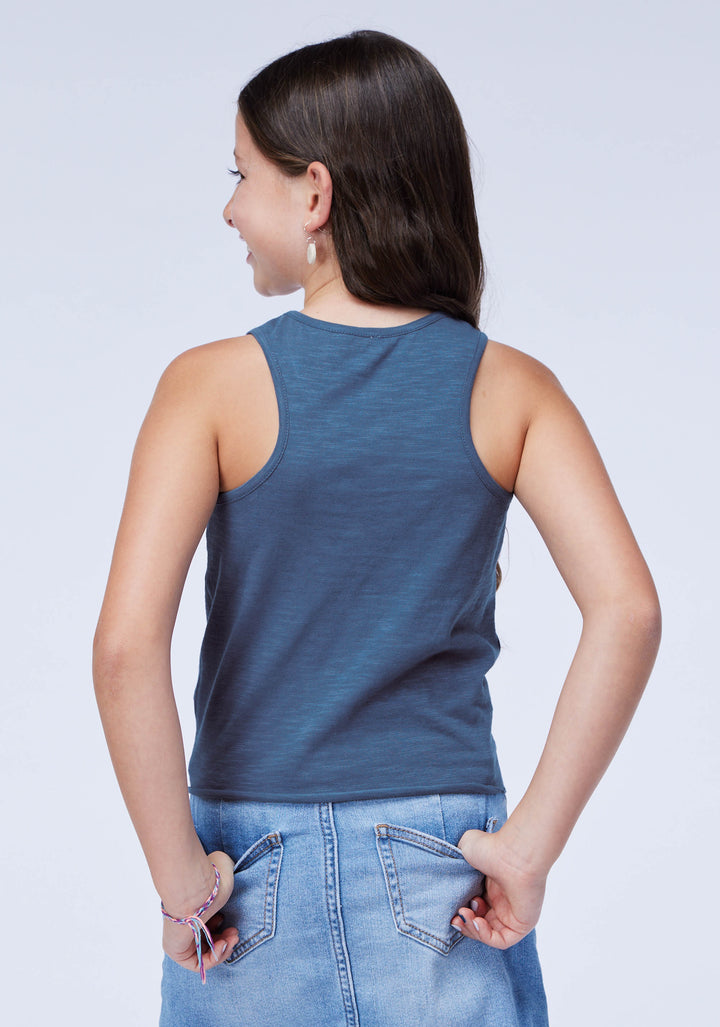 GIRLS COTTON SLUB JERSEY RACER BACK TEE SLEEVELESS PULLOVER WESTERN SHIRT