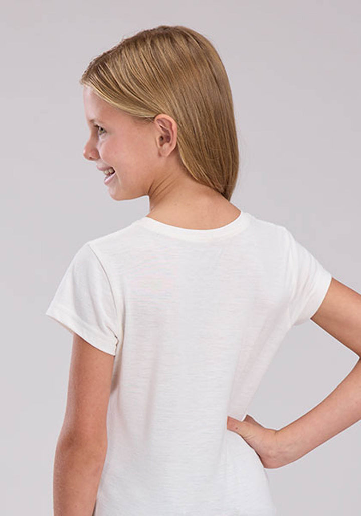 GIRLS SHORT SLEEVE PULLOVER POLY RAYON JERSEY KNIT CREW NECK TEE WESTERN SHIRT