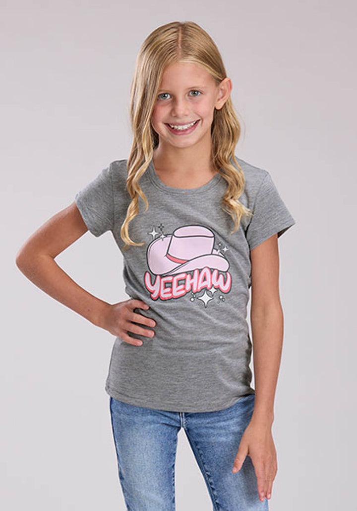 GIRLS SHORT SLEEVE PULLOVER POLY RAYON JERSEY KNIT CREW NECK TEE WESTERN SHIRT