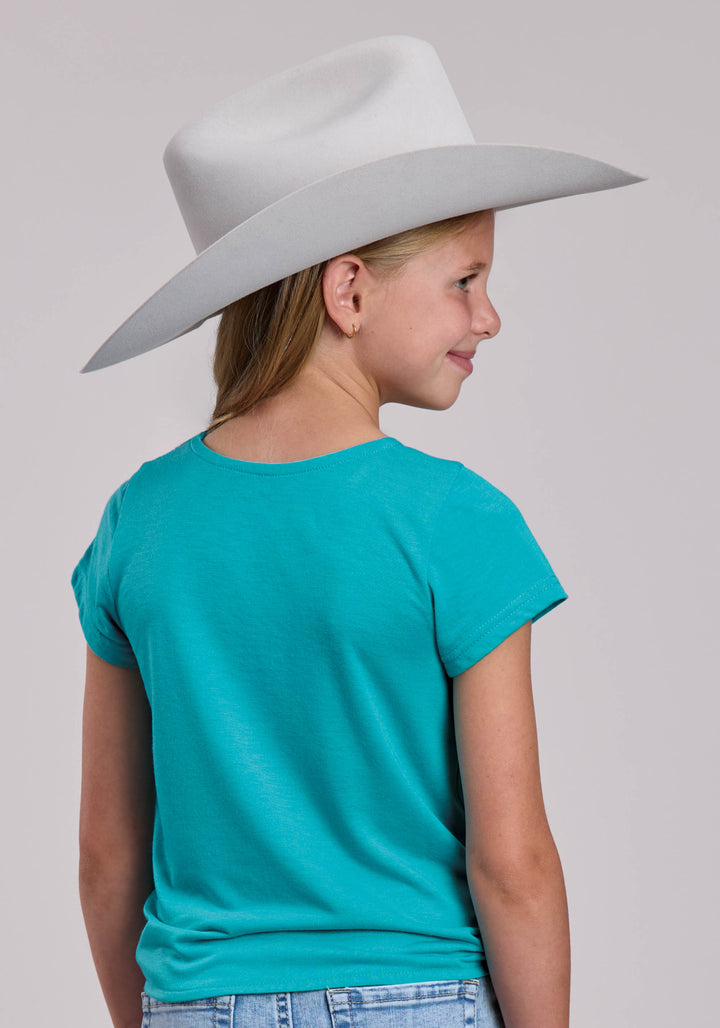 GIRLS ROPER POLY RAYON JERSEY FRONT TIE SHORT SLEEVE SHIRT