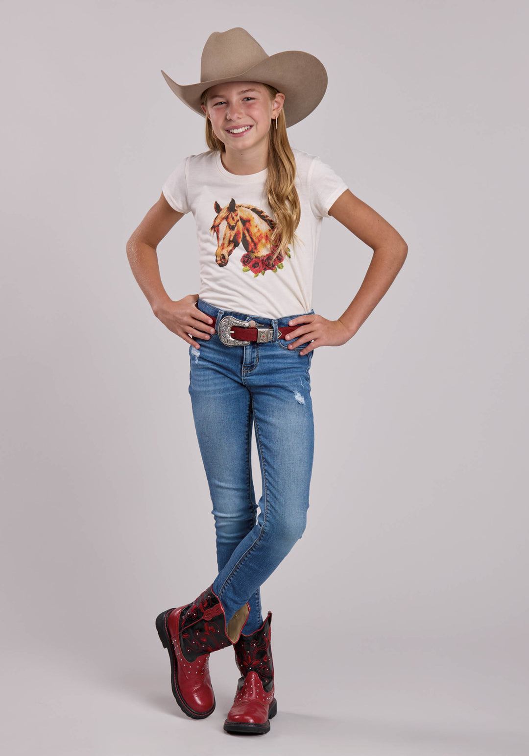GIRLS ROPER POLY RAYON JERSEY SHORT SLEEVE SHIRT