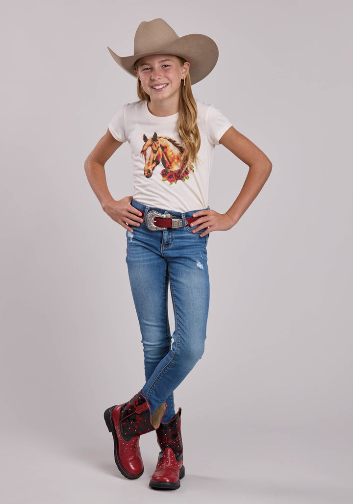 GIRLS ROPER POLY RAYON JERSEY SHORT SLEEVE SHIRT