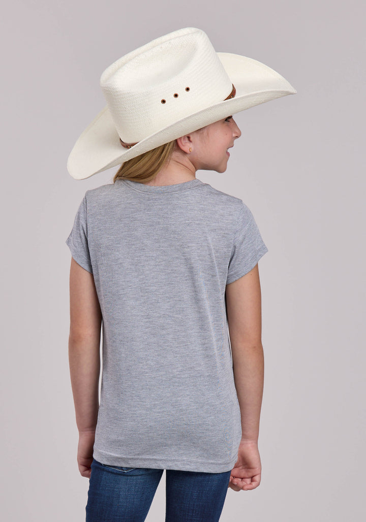 GIRLS ROPER POLY RAYON HEATHER GREY SHORT SLEEVE SHIRT