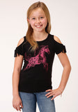 GIRLS SHORT SLEEVE KNIT POLY RAYON JERSEY SCOOP NECK T T-SHIRT