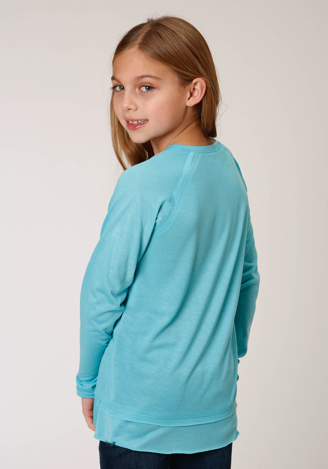 GIRLS LONG SLEEVE KNIT POLY RAYON JERSEY LONG SLEEVE  T T-SHIRT