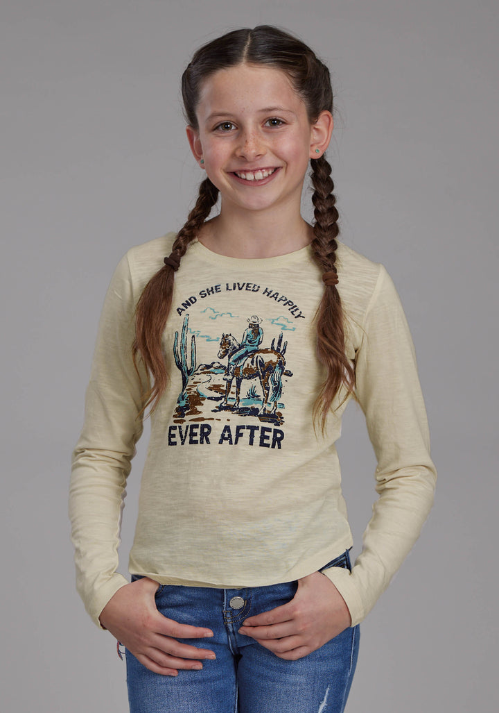 GIRLS COTTON SLUB LONG SLEEVE JERSEY TEE LONG SLEEVE PULLOVER WESTERN SHIRT