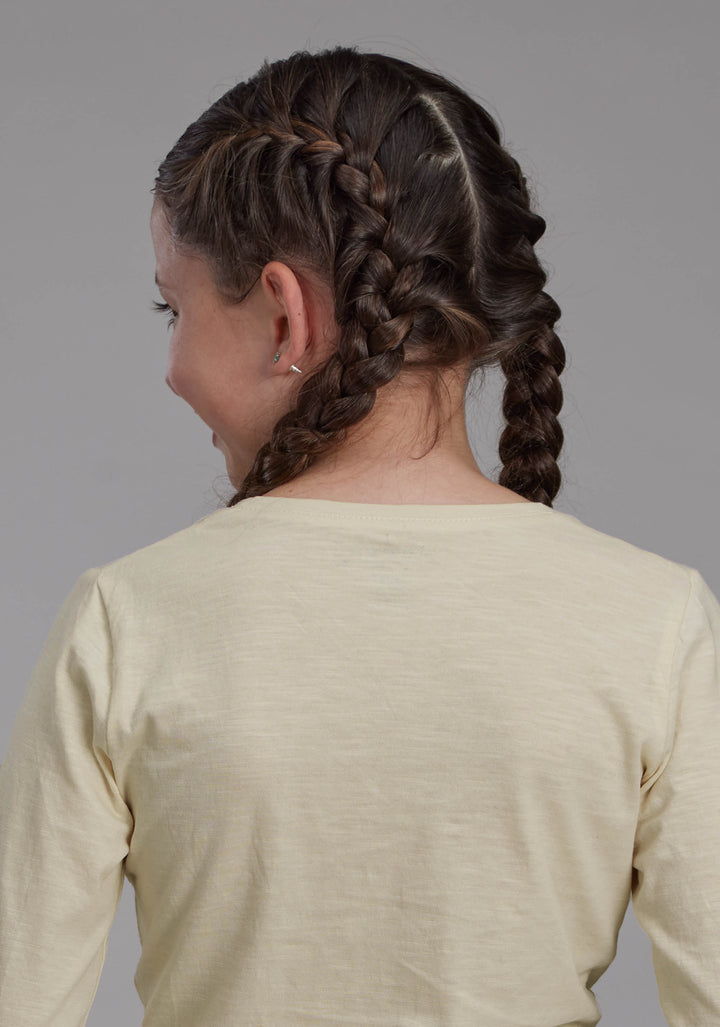 GIRLS COTTON SLUB LONG SLEEVE JERSEY TEE LONG SLEEVE PULLOVER WESTERN SHIRT