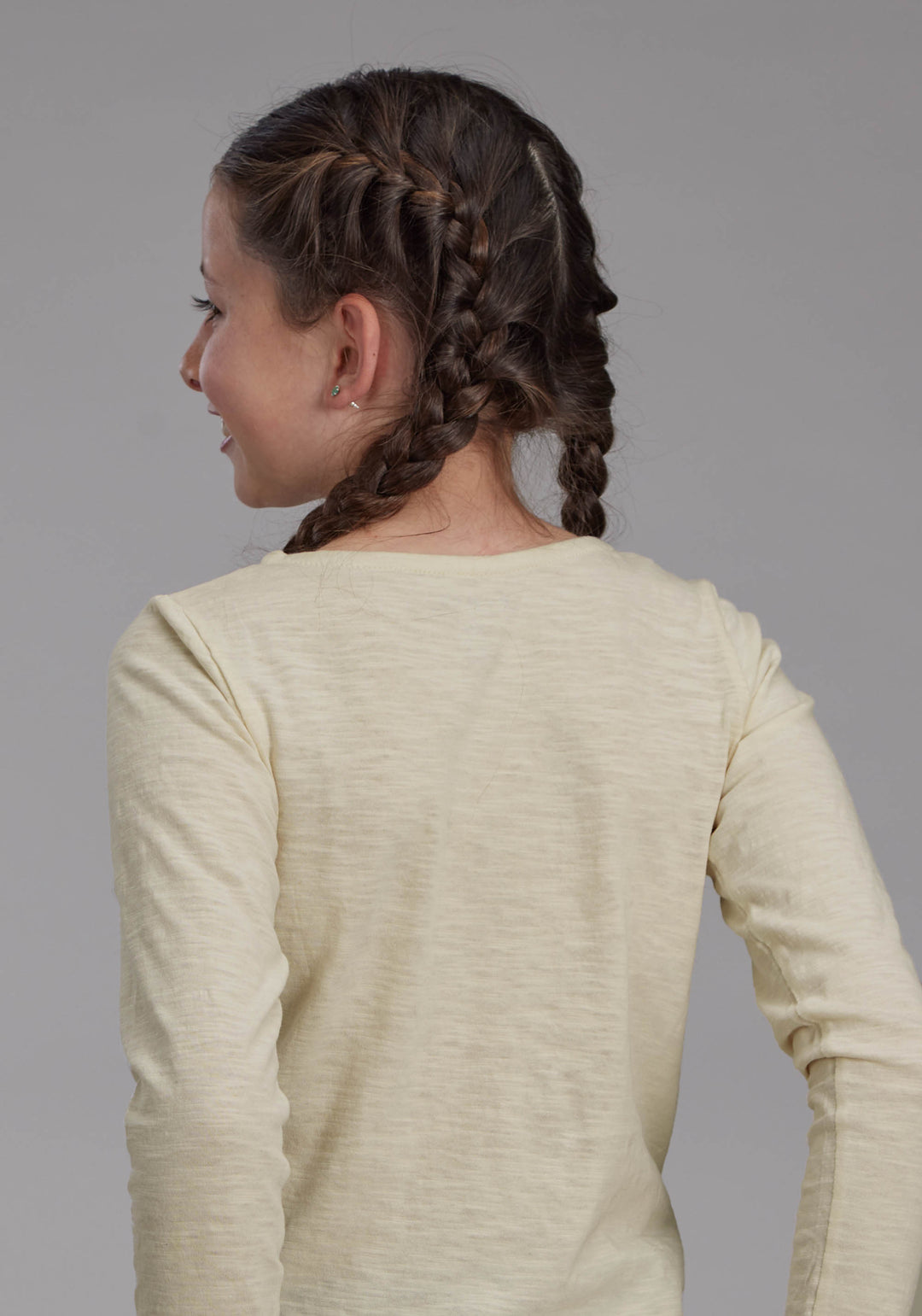GIRLS COTTON SLUB JERSEY LONG SLEEVE TEE LONG SLEEVE PULLOVER WESTERN SHIRT