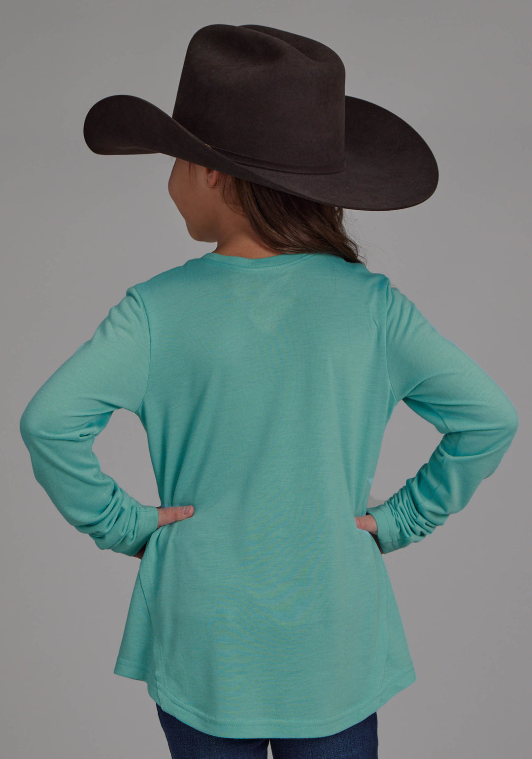 GIRLS SCOOP NECK TEE LONG SLEEVE PULLOVER WESTERN SHIRT