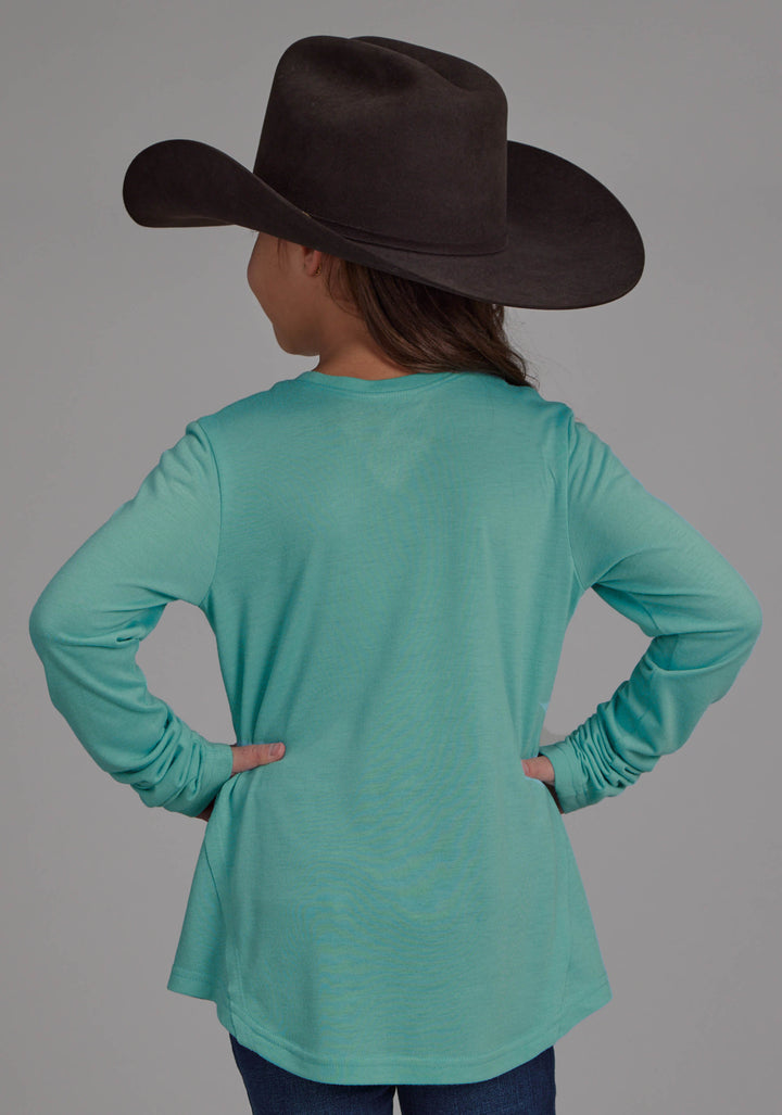 GIRLS SCOOP NECK TEE LONG SLEEVE PULLOVER WESTERN SHIRT