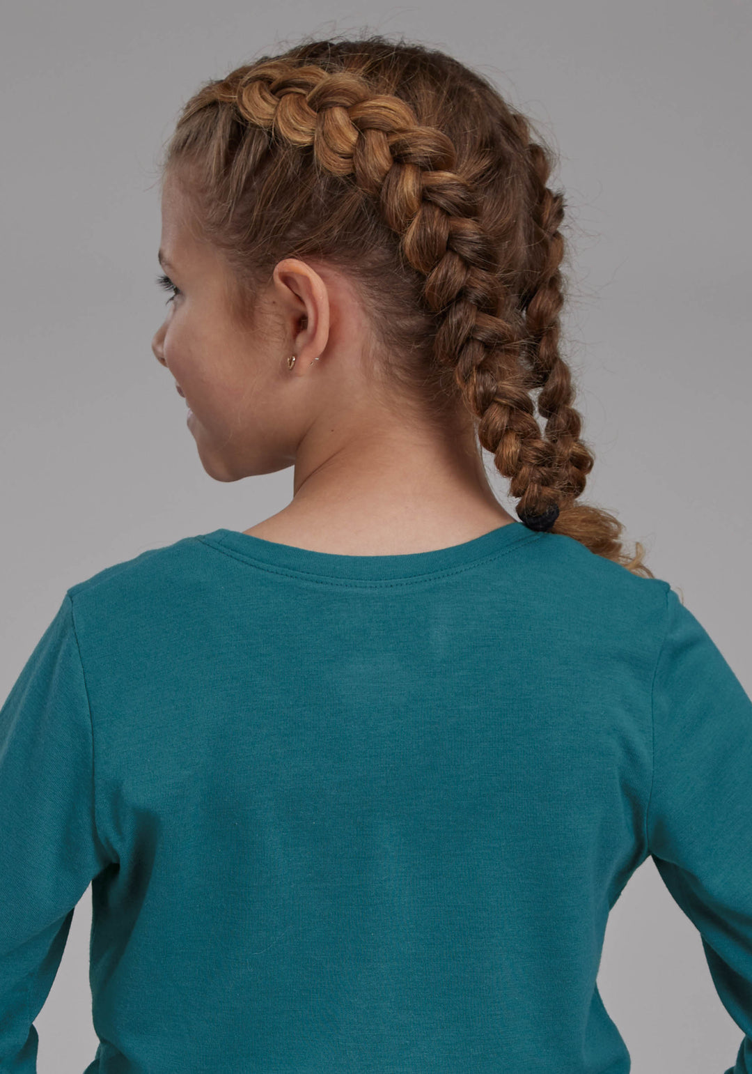 GIRLS POLY RAYON LONG SLEEVE SCOOP NECK TEE LONG SLEEVE PULLOVER WESTERN SHIRT