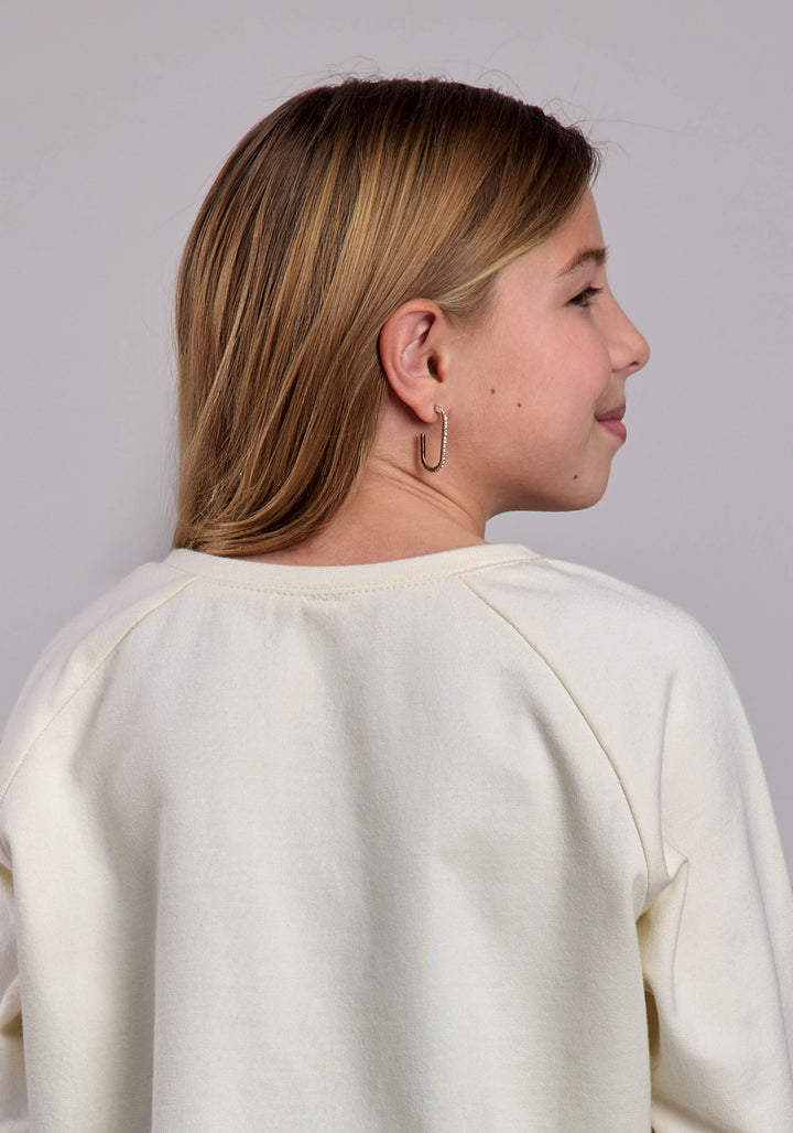 GIRLS LONG SLEEVE PULLOVER COTTON FLEECE CREW NECK PULLOVERR WESTERN SHIRT