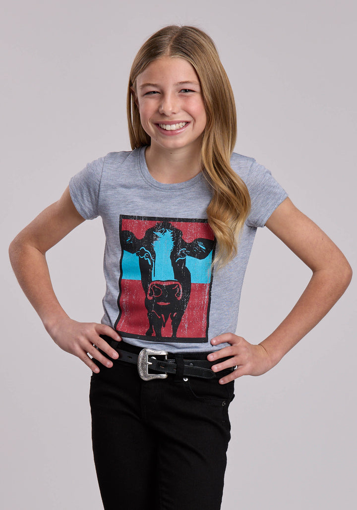 GIRLS ROPER POLY RAYON WESTERN JERSEY SHORT SLEEVE TSHIRT