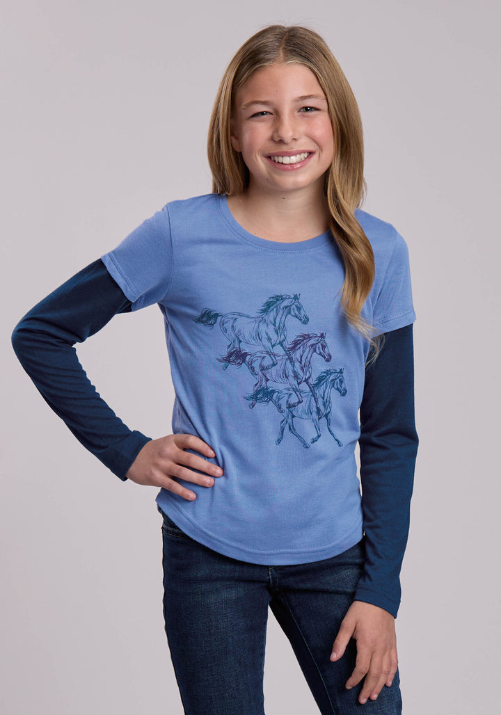 GIRLS ROPER POLY RAYON WESTERN TSHIRT