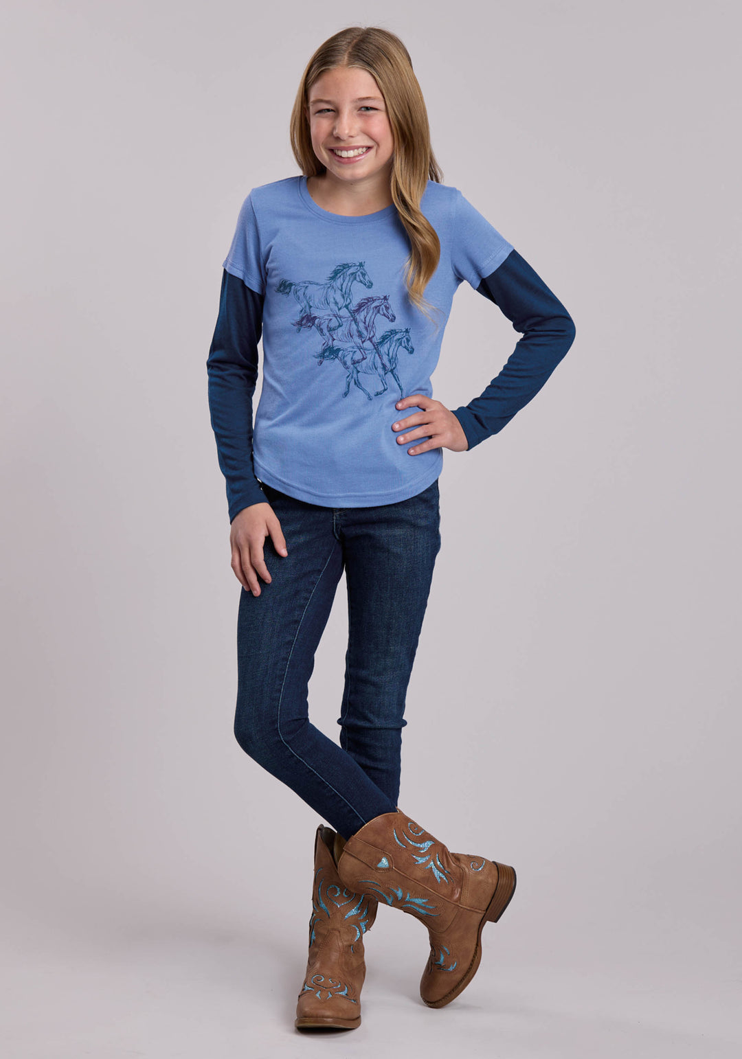 GIRLS ROPER POLY RAYON WESTERN TSHIRT
