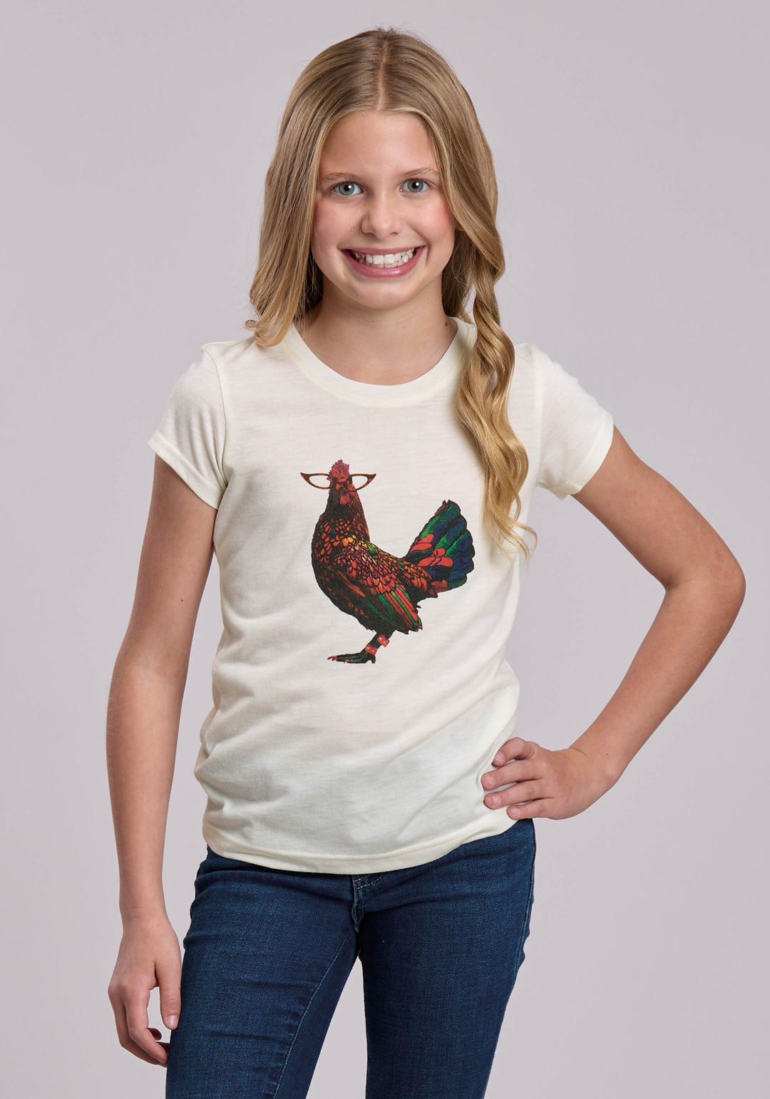 GIRLS ROPER POLY RAYON WESTERN JERSEY CREW SHORT SLEEVE TSHIRT