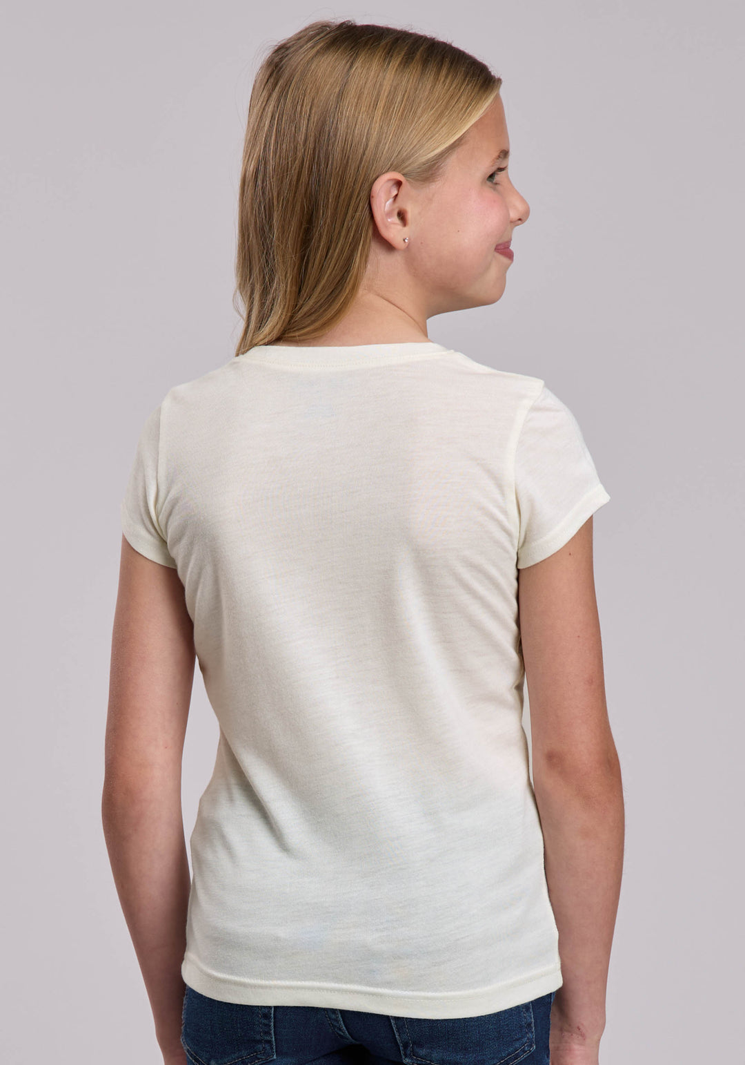 GIRLS ROPER POLY RAYON WESTERN JERSEY CREW SHORT SLEEVE TSHIRT
