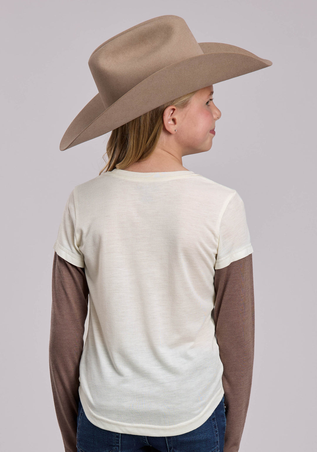 GIRLS ROPER POLY RAYON WESTERN LONG SLEEVE TSHIRT