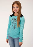 GIRLS LONG SLEEVE KNIT POLY RAYON LONG SLEEVE  SCOOP NECK T T-SHIRT