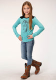 GIRLS LONG SLEEVE KNIT POLY RAYON LONG SLEEVE  SCOOP NECK T T-SHIRT