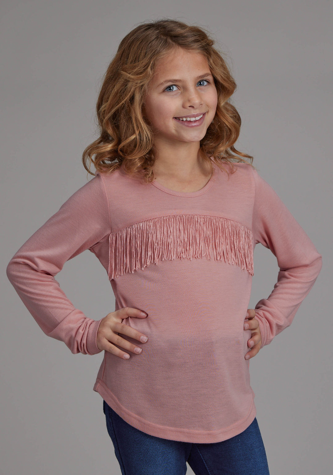 GIRLS POLY RAYON LONG SLEEVE TEE LONG SLEEVE PULLOVER WESTERN SHIRT