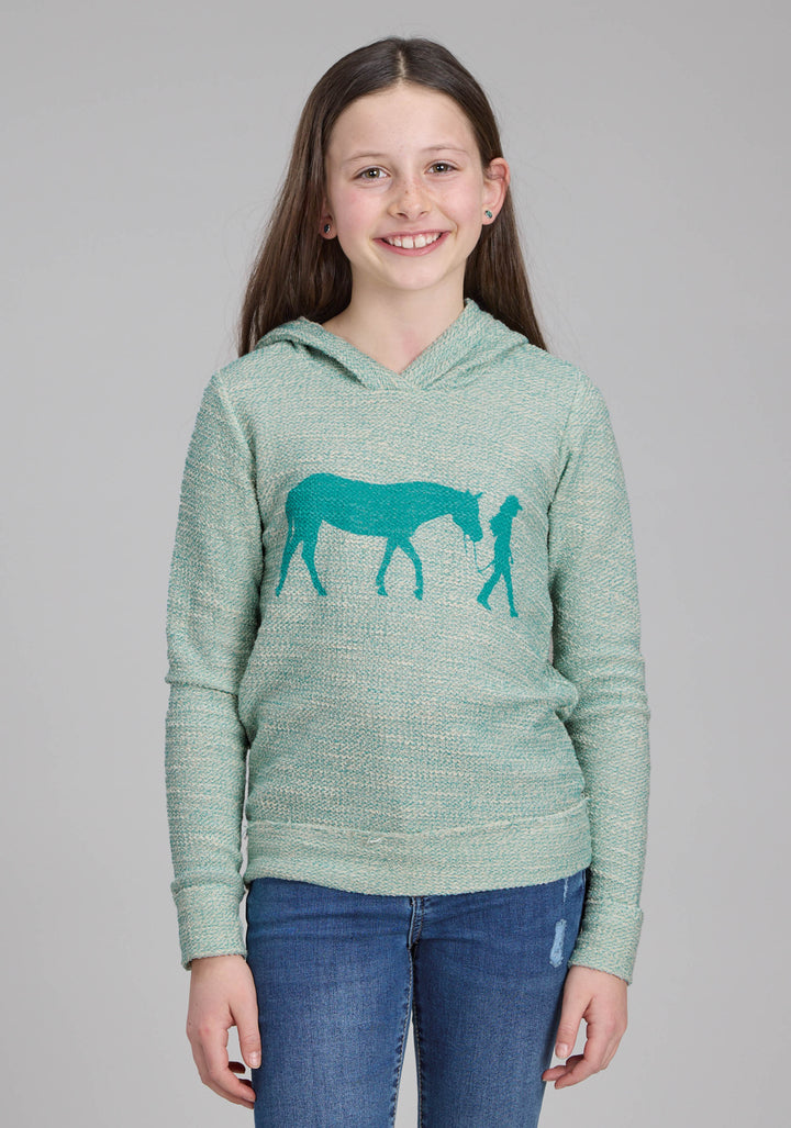 GIRLS LONG SLEEVE HOODED SWEATER LONG SLEEVE PULLOVER WESTERN SHIRT