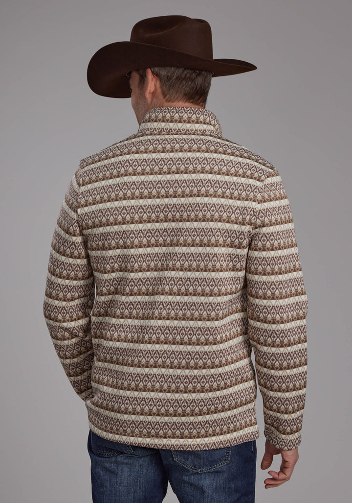 MENS OMBRE AZTEC STRIPE SWEATER ZIPPER WESTERN SHIRT