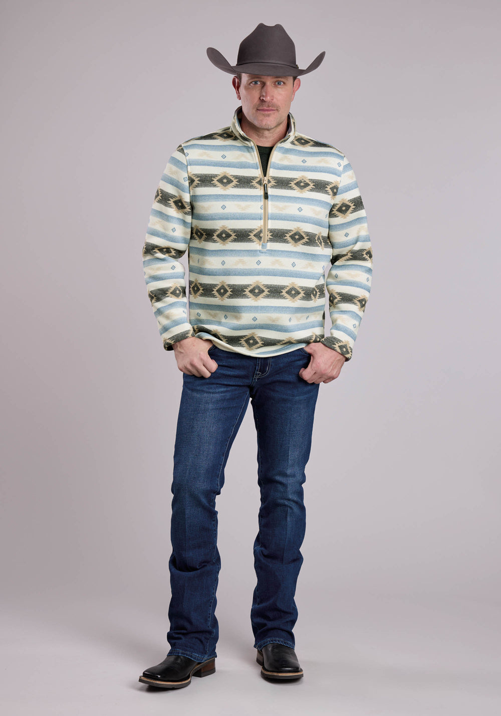 MENS ROPER AZTEC KNIT PULLOVER SWEATER