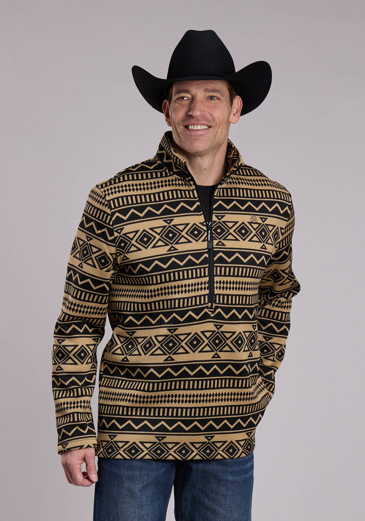 MENS ROPER BLACK AND TAN DIAMOND AZTEC WESTERN SWEATER