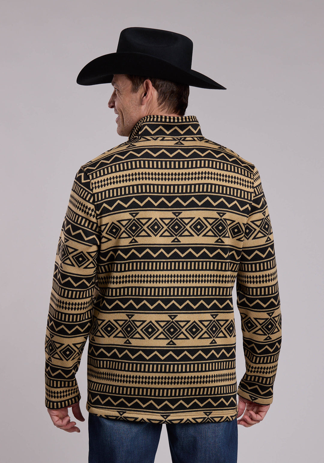 MENS ROPER BLACK AND TAN DIAMOND AZTEC WESTERN SWEATER