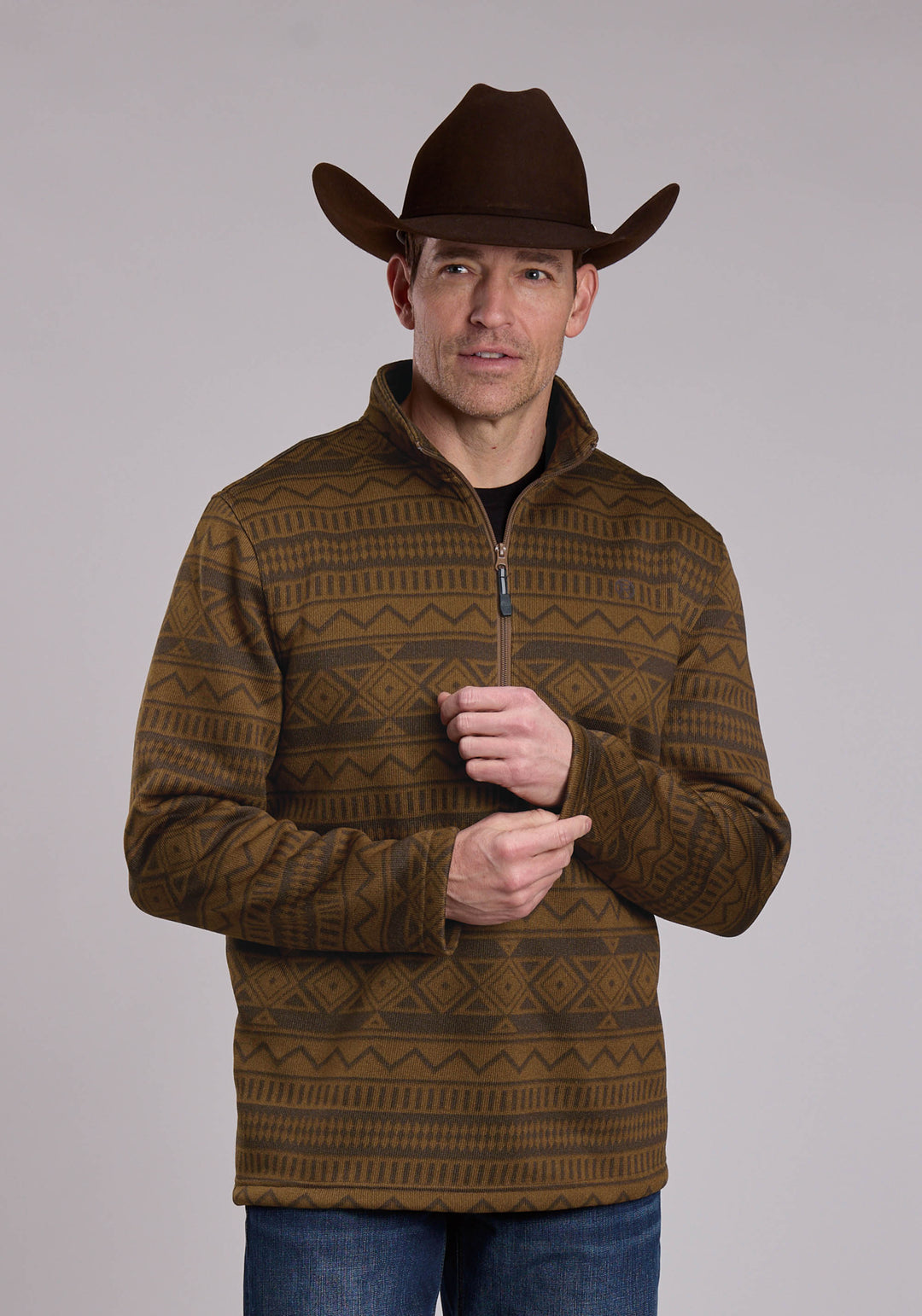 MENS ROPER TOBACCO AND CHOCOLATE AZTEC WESTERN SWEATER