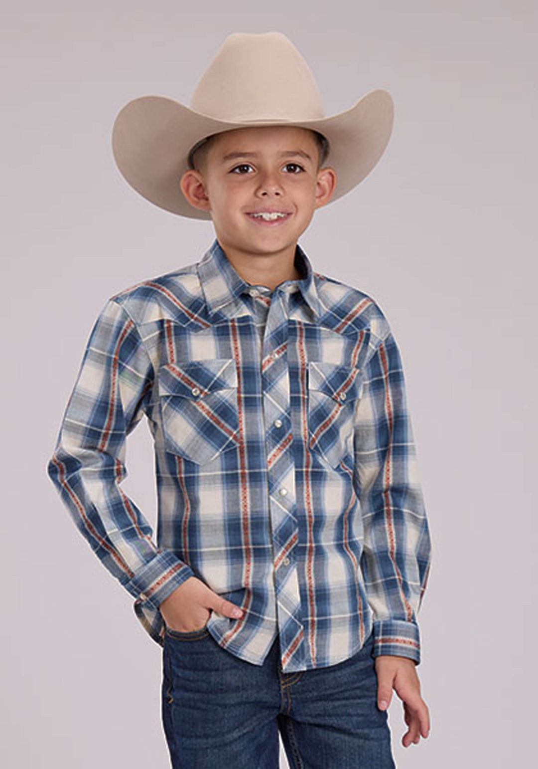 BOYS DUSK DOBBY LONG SLEEVE SNAP WESTERN SHIRT