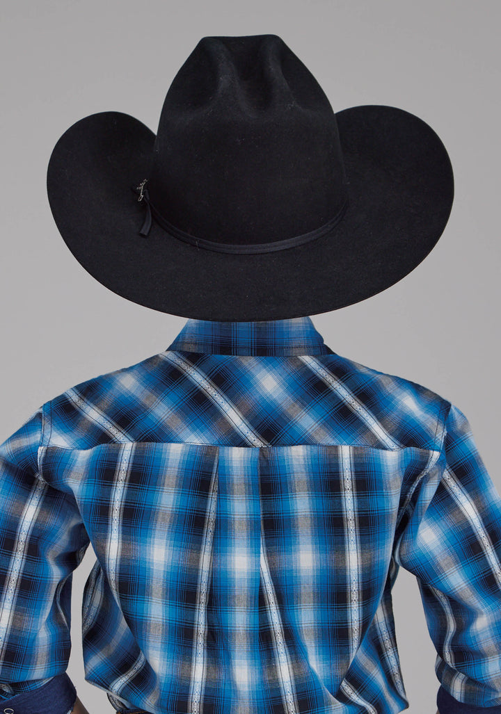BOYS AZTEC DOBBY LONG SLEEVE SNAP WESTERN SHIRT