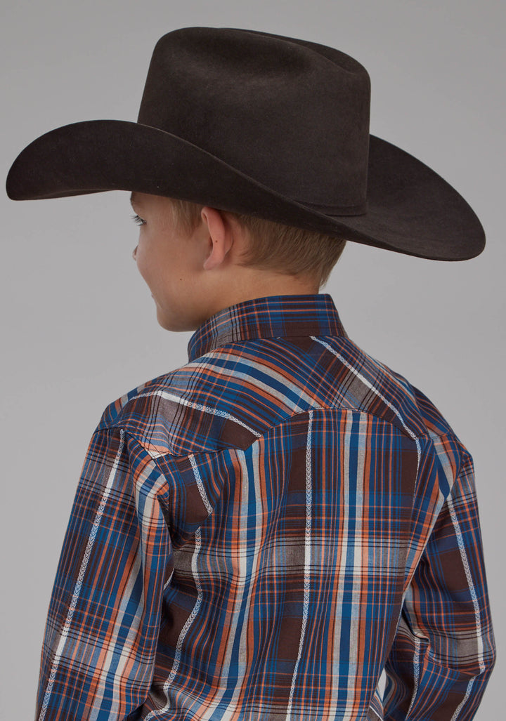 BOYS ARROW DOBBY LONG SLEEVE SNAP WESTERN SHIRT