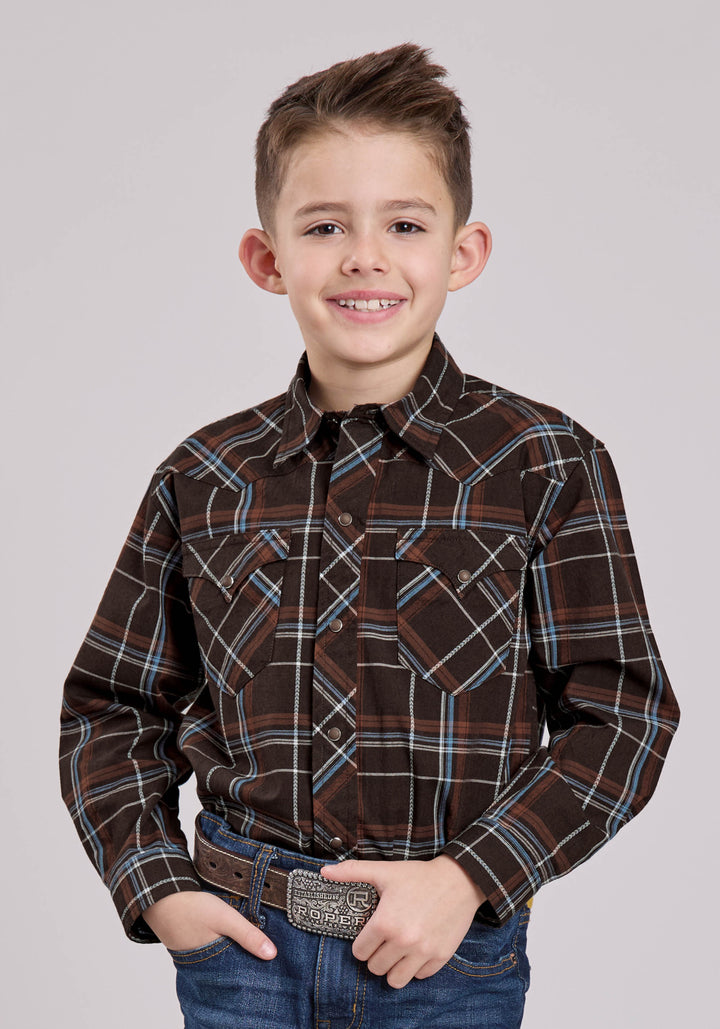 BOYS LONG SLEEVE SNAP ARROW DOBBY WESTERN SHIRT