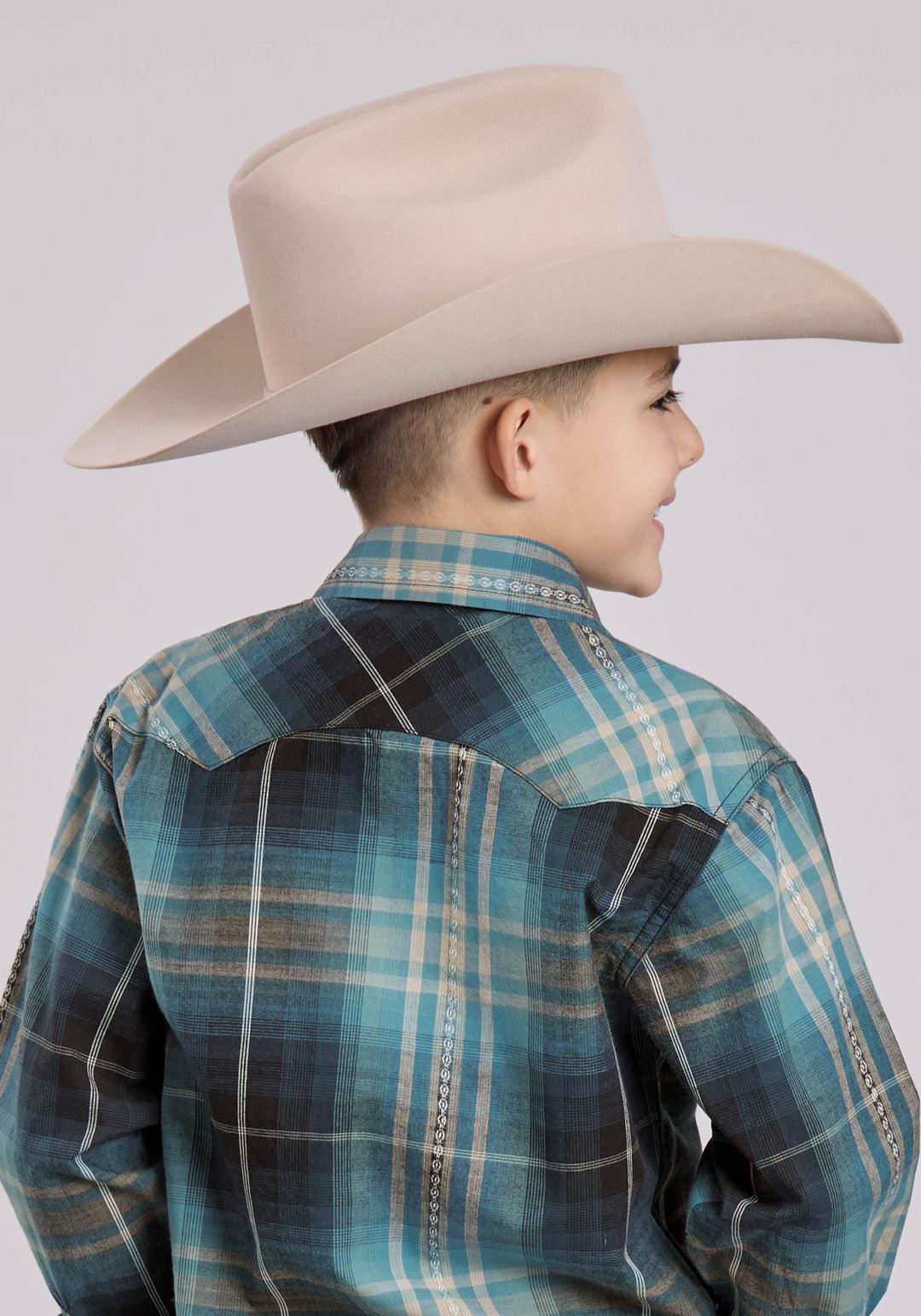BOYS ROPER AZTEC DOBBY LONG SLEEVE SNAP SHIRT