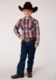 BOYS LONG SLEEVE SNAP HONOR PLAID WESTERN SHIRT