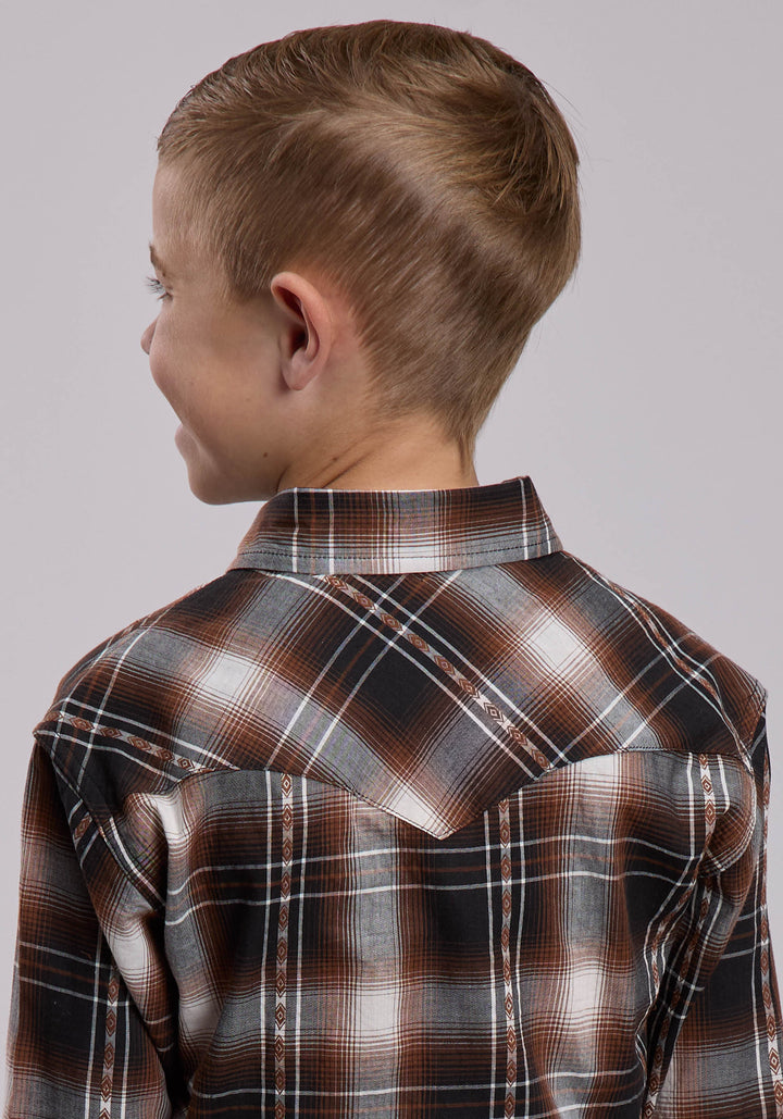 BOYS ROPER TRIPLE DIAMOND PLAID WESTERN SNAP SHIRT