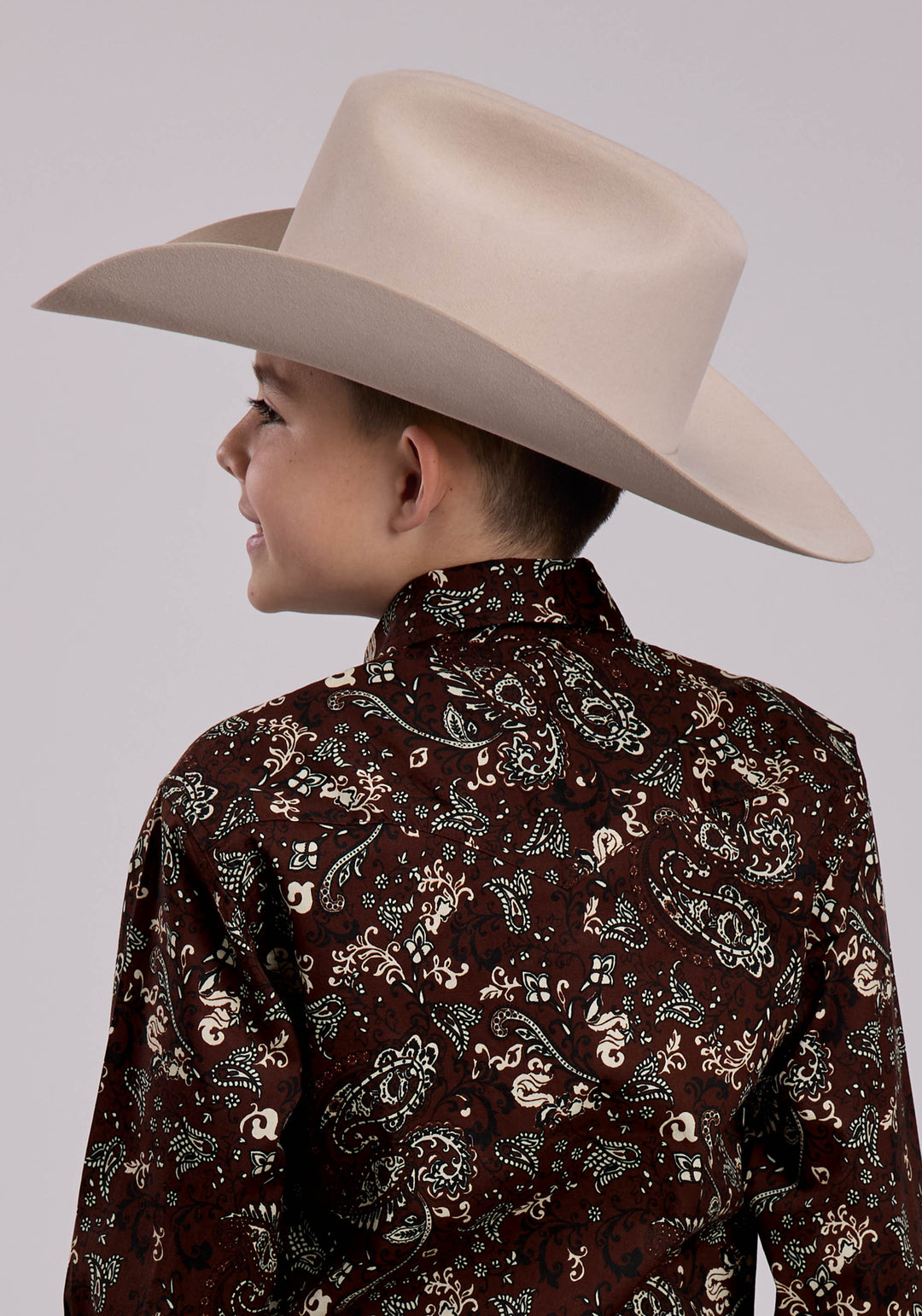 BOYS LONG SLEEVE SNAP BRILLIANT PAISLEY PRINT WESTERN SHIRT