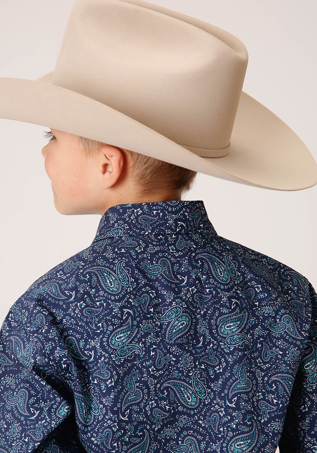 BOYS LONG SLEEVE SNAP VINTAGE PAISLEY PRINT WESTERN SHIRT