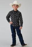 BOYS LONG SLEEVE SNAP OMBRE AZTEC PRINT WESTERN SHIRT