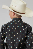 BOYS LONG SLEEVE SNAP OMBRE AZTEC PRINT WESTERN SHIRT