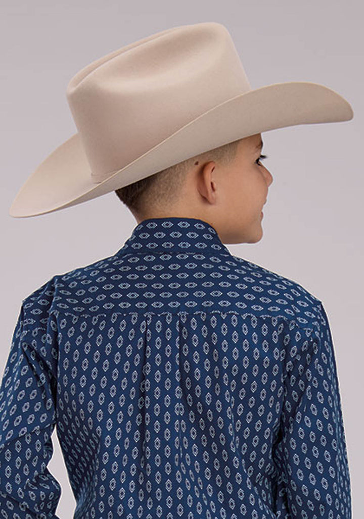 BOYS LONG SLEEVE SNAP DRYBRUSH DIAMONDS WESTERN SHIRT