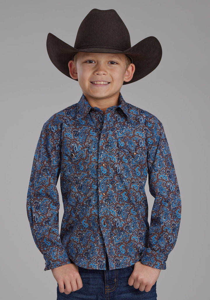BOYS RIVER PAISLEY LONG SLEEVE SNAP WESTERN SHIRT