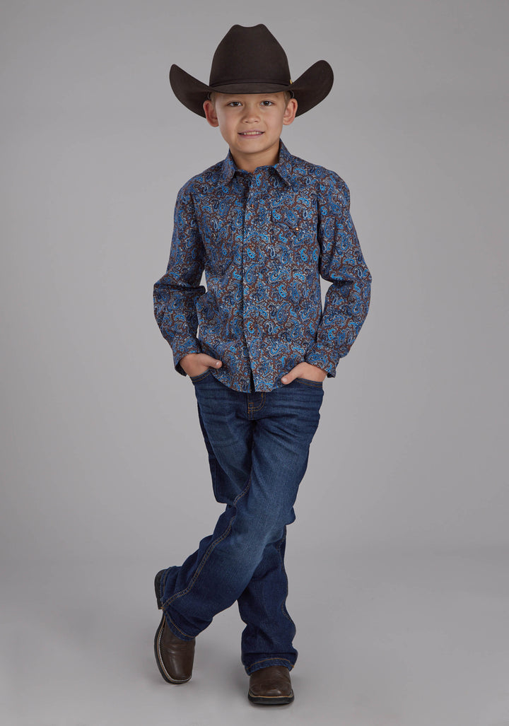 BOYS RIVER PAISLEY LONG SLEEVE SNAP WESTERN SHIRT