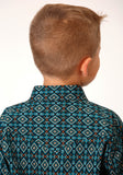 BOYS LONG SLEEVE SNAP DIAMOND AZTEC PRINT WESTERN SHIRT