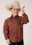 BOYS LONG SLEEVE SNAP ARROW GEO WESTERN SHIRT