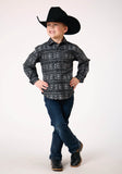 BOYS LONG SLEEVE SNAP AZTEC STRIPE WESTERN SHIRT